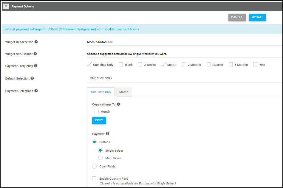 Screenshot of Payment Options, Picture