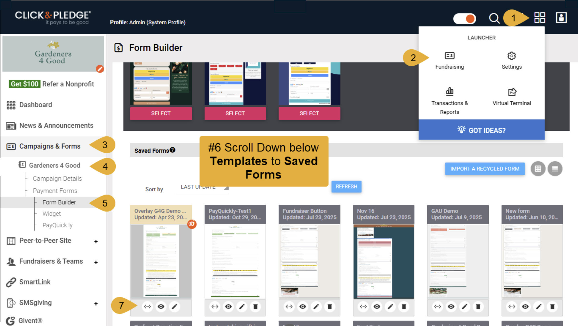 Image of the Steps to Navigate to Payment Forms