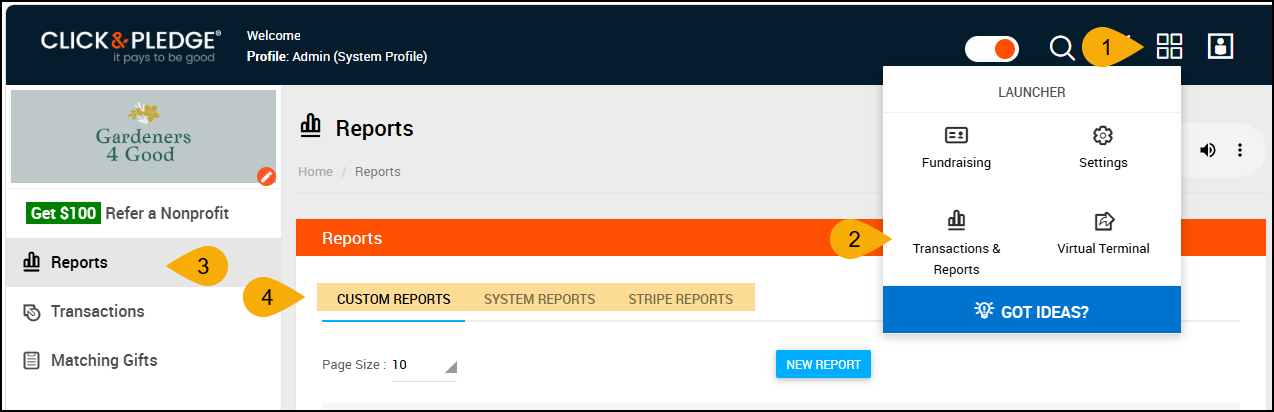 navigate to reports