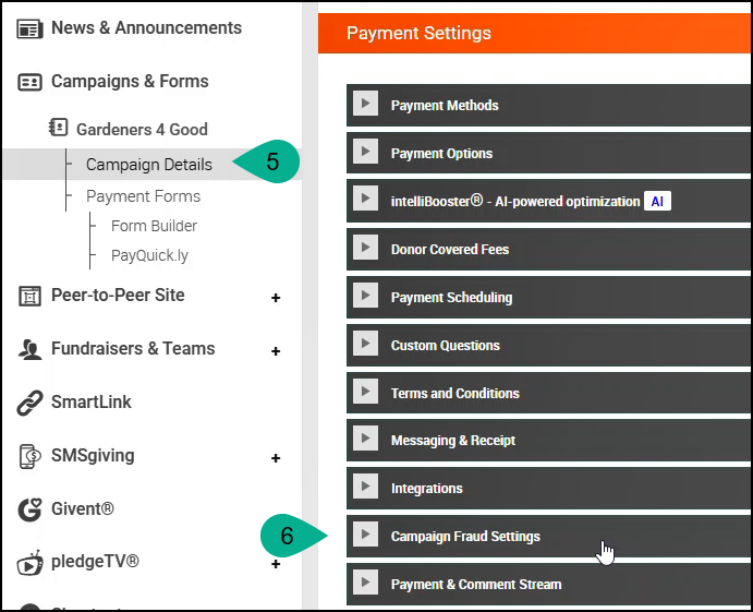 Click Campaign Details and Campaign Fraud Settings