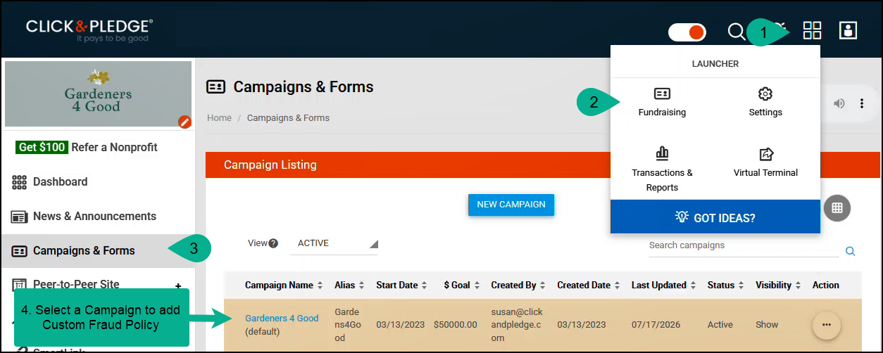 Add Custom Fraud Policy to Campaign